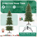 6/7/8 Feet Artificial Christmas Tree Pre-lit Hinged Xmas Tree with Warm White LED Lights and Pine Cones by LJGDeals