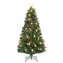 5/6/7 Feet Artificial Christmas Tree with Red Berries and Kerosene Lamps by DirectDeals