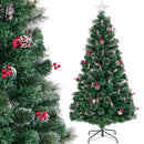 5/6/7 Feet Artificial Christmas Tree with Red Berries and Kerosene Lamps by DirectDeals