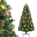 5/6/7 Feet Artificial Christmas Tree with Red Berries and Kerosene Lamps by DirectDeals