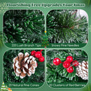 5/6/7 Feet Artificial Christmas Tree with Red Berries and Kerosene Lamps by DirectDeals