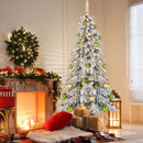 6 Feet Artificial Xmas Tree with 589 Flocked Branch Tips and 48 Xmas Balls by LJGDeals