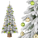 6 Feet Artificial Xmas Tree with 589 Flocked Branch Tips and 48 Xmas Balls by LJGDeals