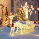 6 Feet Christmas Lighted Reindeer and Santa's Sleigh Decoration with 4 Stakes by LJGDeals
