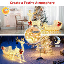 6 Feet Christmas Lighted Reindeer and Santa's Sleigh Decoration with 4 Stakes by LJGDeals