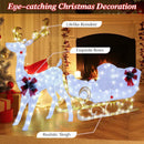 6 Feet Christmas Lighted Reindeer and Santa's Sleigh Decoration with 4 Stakes by LJGDeals