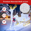 6 Feet Christmas Lighted Reindeer and Santa's Sleigh Decoration with 4 Stakes by LJGDeals