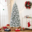 7 Feet Flocked Christmas Tree with Pine Needles and LED Lights by LJGDeals