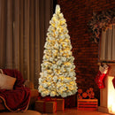 7 Feet Flocked Christmas Tree with Pine Needles and LED Lights by LJGDeals