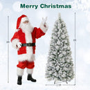 7 Feet Flocked Christmas Tree with Pine Needles and LED Lights by LJGDeals