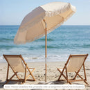 6 Feet Patio Umbrella with Fringe with Push Button Tilt and Wood Pole by LJGDeals