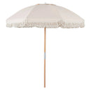 6 Feet Patio Umbrella with Fringe with Push Button Tilt and Wood Pole by LJGDeals