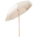 6 Feet Patio Umbrella with Fringe with Push Button Tilt and Wood Pole by LJGDeals