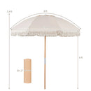 6 Feet Patio Umbrella with Fringe with Push Button Tilt and Wood Pole by LJGDeals