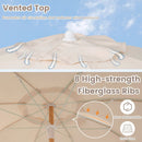 6 Feet Patio Umbrella with Fringe with Push Button Tilt and Wood Pole by LJGDeals