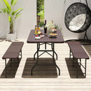 6 Feet Folding Table with Wood Grain HDPE Tabletop and Safe Lock Mechanism by LJGDeals