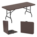 6 Feet Folding Table with Wood Grain HDPE Tabletop and Safe Lock Mechanism by LJGDeals