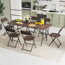 6 Feet Folding Table with Wood Grain HDPE Tabletop and Safe Lock Mechanism by LJGDeals