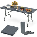 6 Feet Folding Table with Wood Grain HDPE Tabletop and Safe Lock Mechanism by LJGDeals