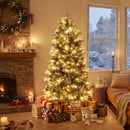 5 Feet Pre-Lit Artificial Christmas Tree with 8 Modes LED Lights with Berries by LJGDeals