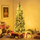 6 Feet Pre-Lit Artificial Christmas Tree with 618 Snowy Branch Tips by LJGDeals