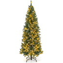 6 Feet Pre-Lit Artificial Christmas Tree with 618 Snowy Branch Tips by DirectDeals