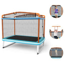 6 Feet Rectangle Trampoline with Swing Horizontal Bar and Safety Net by LJGDeals