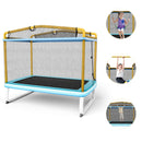 6 Feet Rectangle Trampoline with Swing Horizontal Bar and Safety Net by LJGDeals