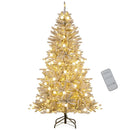 6 Feet Snow-flocked Artificial Christmas Tree Pre-lit Hinged with 81 Sphere Lights and Remote by LJGDeals