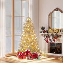 6 Feet Snow-flocked Artificial Christmas Tree Pre-lit Hinged with 81 Sphere Lights and Remote