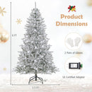 6 Feet Snow-flocked Artificial Christmas Tree Pre-lit Hinged with 81 Sphere Lights and Remote