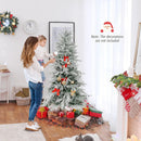 7 Feet Snow-flocked Artificial Christmas Tree Pre-lit Hinged Xmas Tree with Warm White LED Lights by LJGDeals