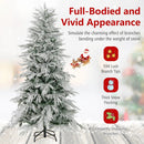 7 Feet Snow-flocked Artificial Christmas Tree Pre-lit Hinged Xmas Tree with Warm White LED Lights by LJGDeals