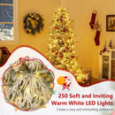7 Feet Snow-flocked Artificial Christmas Tree Pre-lit Hinged Xmas Tree with Warm White LED Lights by LJGDeals