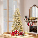 7 Feet Snow-flocked Artificial Christmas Tree Pre-lit Hinged Xmas Tree with Warm White LED Lights by LJGDeals