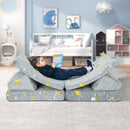6 PCS Kids Play Couch with 4 Base Cushions and 2 Backrest Cushions-Gray by LJGDeals