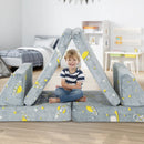 6 PCS Kids Play Couch with 4 Base Cushions and 2 Backrest Cushions-Gray by LJGDeals