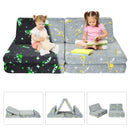 6 PCS Kids Play Couch with 4 Base Cushions and 2 Backrest Cushions-Gray by LJGDeals