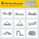 6 PCS Kids Play Couch with 4 Base Cushions and 2 Backrest Cushions-Gray by LJGDeals
