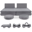 6 Pieces Modular Kids Play Couch Set with Washable Covers for Living Room Playroom-Gray by LJGDeals