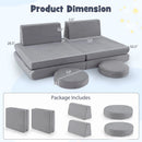 6 Pieces Modular Kids Play Couch Set with Washable Covers for Living Room Playroom-Gray by LJGDeals