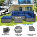 6 Pieces Outdoor Rattan Sofa Set with Seat and Back Cushions-Navy by DirectDeals