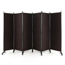 6 Panel Rolling Room Divider on Wheels - 5.7 Feet Tall by DirectDeals