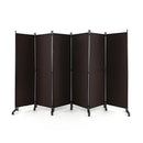 6 Panel Rolling Room Divider on Wheels - 5.7 Feet Tall by DirectDeals