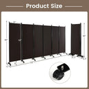 6 Panel Rolling Room Divider on Wheels - 5.7 Feet Tall by DirectDeals
