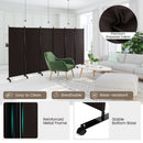 6 Panel Rolling Room Divider on Wheels - 5.7 Feet Tall by DirectDeals