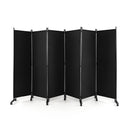 6 Panel 5.7 Feet Tall Rolling Room Divider on Wheels-Gray by DirectDeals