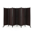 6 Panel 5.7 Feet Tall Rolling Room Divider on Wheels by LJGDeals