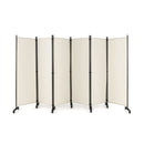 6 Panel 5.7 Feet Tall Rolling Room Divider on Wheels-Gray by DirectDeals