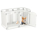 6-Panel Tall Dog Playpen Foldable Pet Fence with Locking Door-White by LJGDeals